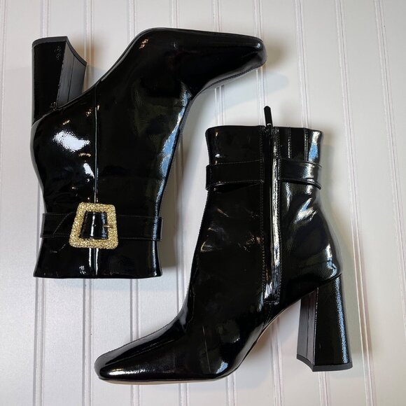 Sam Edelman Corinne Black Patent Square Toe Block Heel Ankle Boots Women 9.5 - Picture 9 of 15